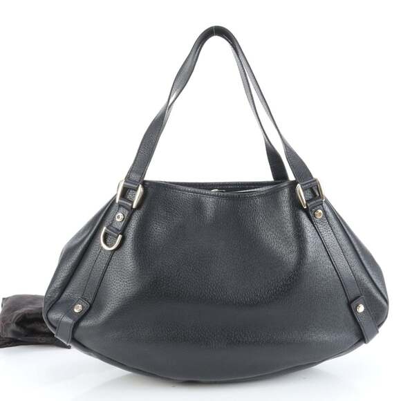 GUCCI Authentic Black Leather Tote Bag